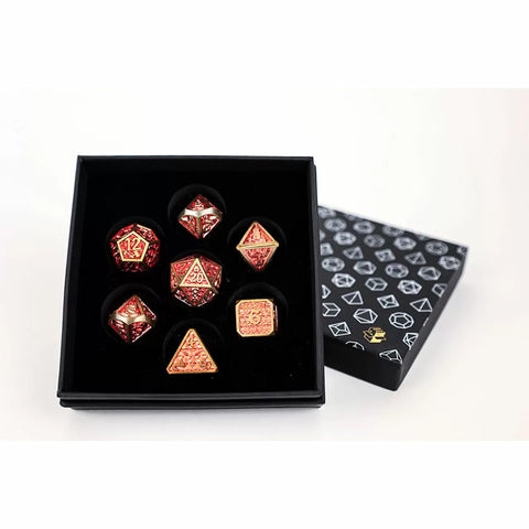 Let's Play Games - Dice Set: Metal RPG - Draco Bright: Red/Gold
