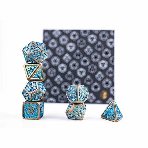 Let's Play Games - Dice Set: Metal RPG - Draco Bright: Blue/Brass