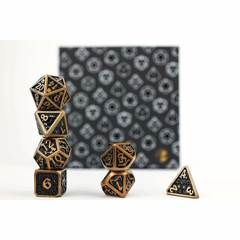 Let's Play Games - Dice Set: Metal RPG - Draco Dark: Black/Gold