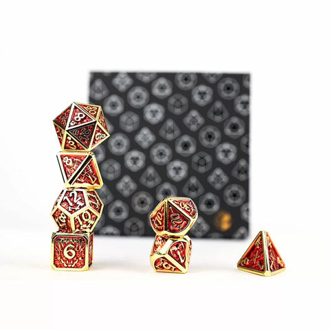 Let's Play Games - Dice Set: Metal RPG - Draco Dark: Red/Gold