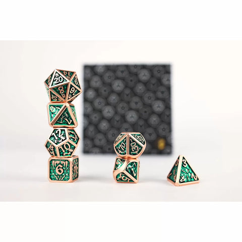 Let's Play Games - Dice Set: Metal RPG - Draco Dark: Green/Brass