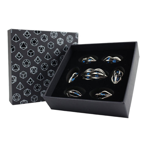 Let's Play Games - Dice Set: Hollow RPG - Elliptic: Stainless and Blue