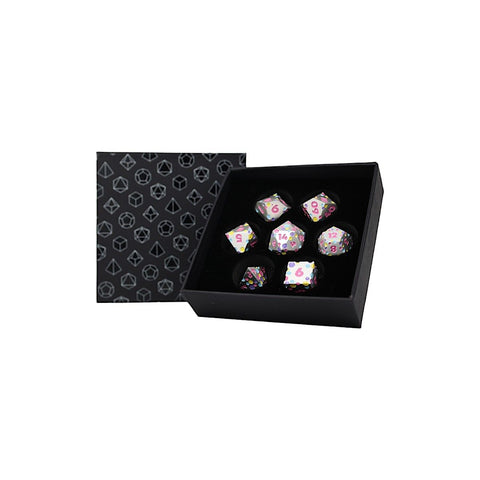 Let's Play Games - Dice Set: Metal RPG - Inscripted Hex: Pastel White