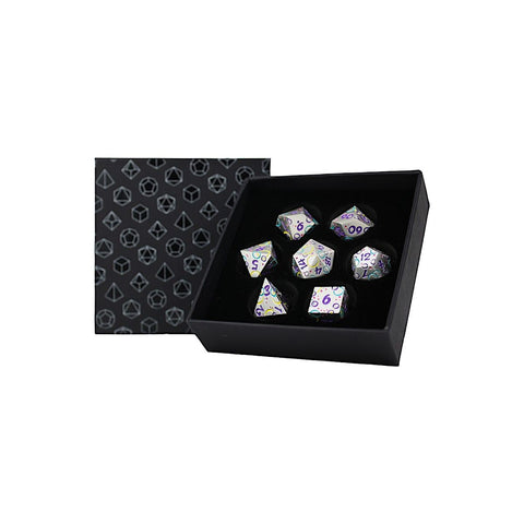 Let's Play Games - Dice Set: Metal RPG - Inscripted Bubbles: Pastel White