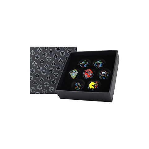 Let's Play Games - Dice Set: Metal RPG - Inscripted Dragon: Rainbow