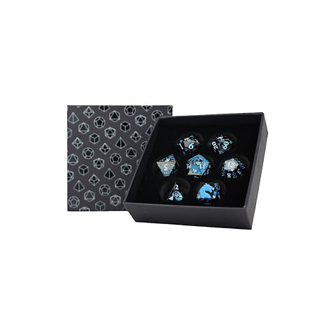 Let's Play Games - Dice Set: Metal RPG - Inscripted Dragon: Blue