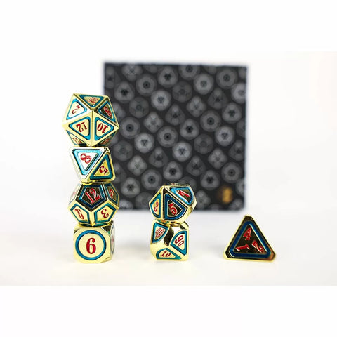 Let's Play Games - Dice Set: Metal RPG - Concentric: Red/Green/Gold