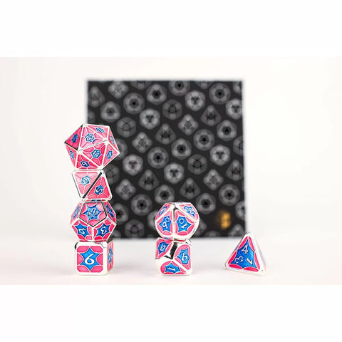 Let's Play Games - Dice Set: Metal RPG - Leadlight: Blue/Pink/Silver