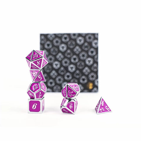 Let's Play Games - Dice Set: Metal RPG - Serif: Purple/Silver