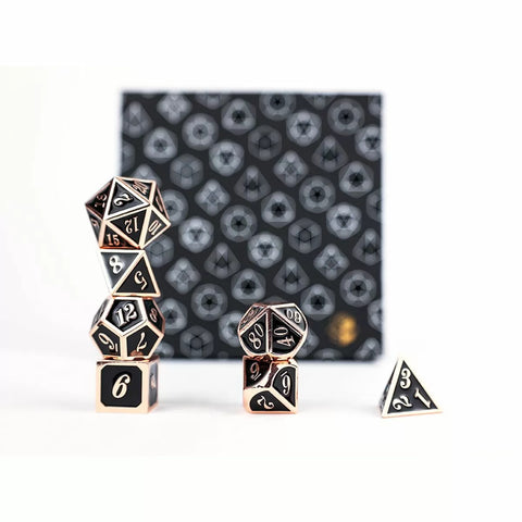 Let's Play Games - Dice Set: Metal RPG - Serif: Black/Brass