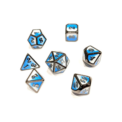 Dice Hoard: Metal Mini 7-Dice Set - Set 17 Blue/White