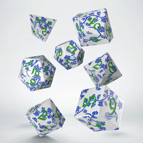 Q-Workshop - 7-Dice Set: Full Art Dice - Porcelain