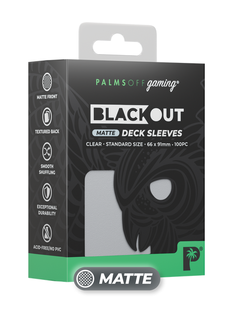 Palms Off Gaming - Blackout Matte Deck Sleeves: Standard - Clear (100pc)