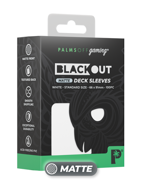 Palms Off Gaming - Blackout Matte Deck Sleeves: Standard - White (100pc)