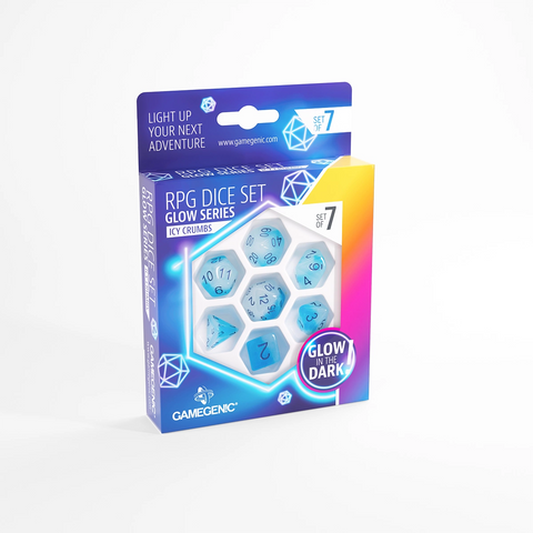 Gamegenic - RPG Dice Set (Set of 7) - Glow: Icy Crumbs