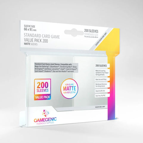 Gamegenic - Matte Standard Card Game Sleeves: Value Pack 200 (66 x 91mm)