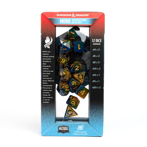 Sirius Dice - D&D Adventure Dice - Monk - Blue / Gold