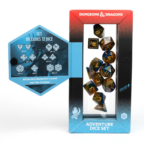 Sirius Dice - D&D Adventure Dice - Monk - Blue / Gold