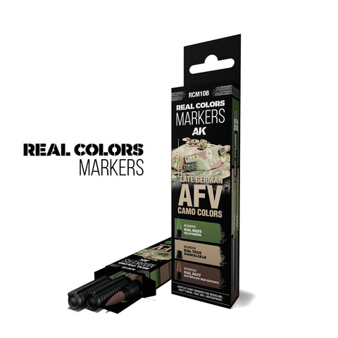 AK Interactive - Real Colours Markers Set: Late German AFV Camo Colors