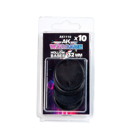 AK Interactive - Wargame Accessories: Hollow Base 32mm 10-pack