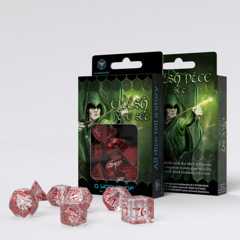 Q Workshop Elvish Dice Set: Translucent/Red