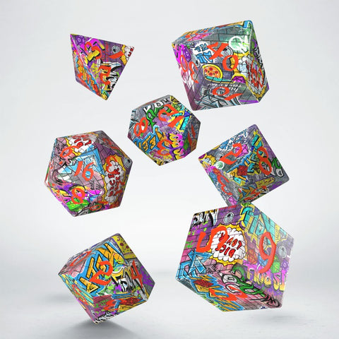 Q-Workshop - 7-Dice Set: Full Art Dice - Grafitti