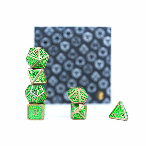 Let's Play Games - Dice Set: Metal RPG - Draco Bright: Green/Brass