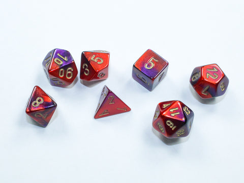 Chessex - Mini-Hedral 7-Die Set: Gemini (Purple-Red/Gold)