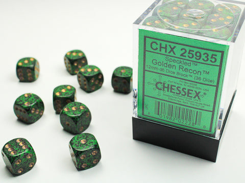 Chessex - D6 12mm 36-Die Block: Speckled (Golden Recon)