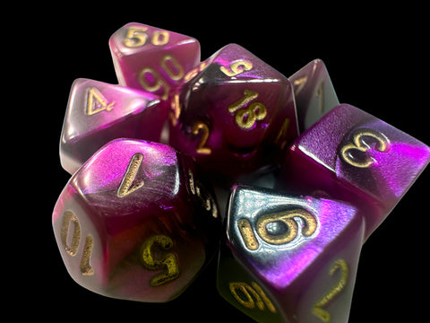 Chessex - Mini-Hedral 7-Die Set: Gemini (Black-Purple/Gold)