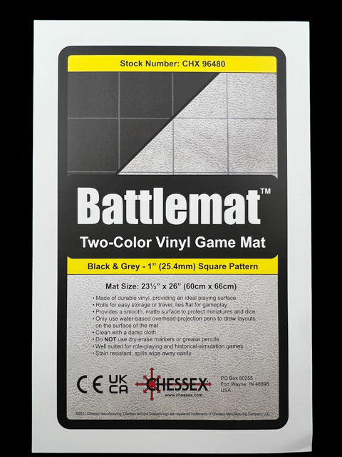Chessex - Reversible Battlemat: 1inch Squares Black-Grey (23.5 x 26)