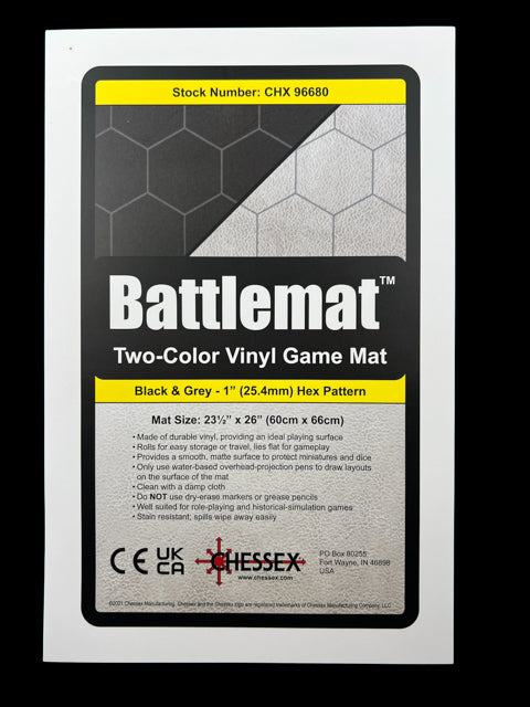 Chessex - Reversible Battlemat: 1inch Hexes Black-Grey (23.5 x 26)