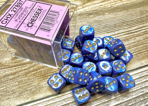 Chessex - D6 12mm 36-Die Block: Lustrous (Purple/Gold)