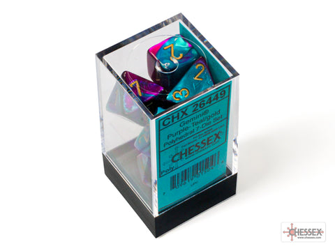 Chessex - Polyhedral 7-die Set: Gemini (Purple-Teal/Gold)
