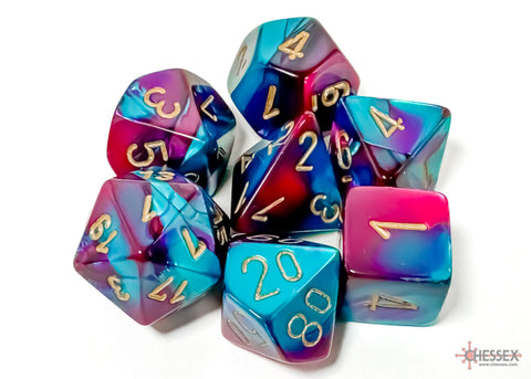 Chessex - Polyhedral 7-die Set: Gemini (Purple-Teal/Gold)