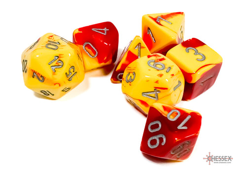Chessex - Polyhedral 7-die Set: Gemini (Red Yellow/Silver)