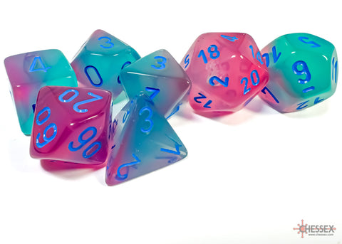 Chessex - Polyhedral 7-die Set: Gemini (Gel Green-Pink/blue Luminary)