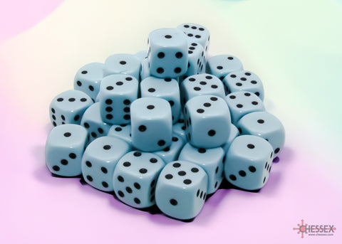 Chessex - D6 12mm 36-Die Block: Opaque (Pastel Blue/black)