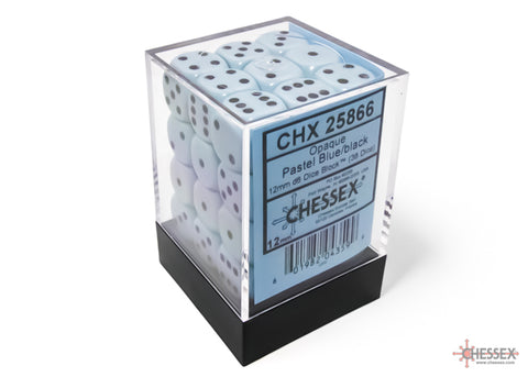 Chessex - D6 12mm 36-Die Block: Opaque (Pastel Blue/black)