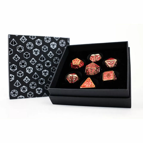 Let's Play Games - Dice Set: Metal RPG - Draco Bright: Red/Gold