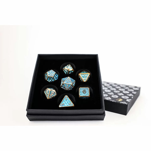 Let's Play Games - Dice Set: Metal RPG - Draco Bright: Blue/Brass