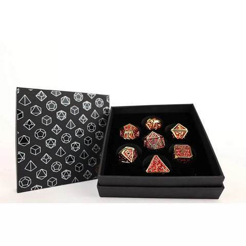 Let's Play Games - Dice Set: Metal RPG - Draco Dark: Red/Gold