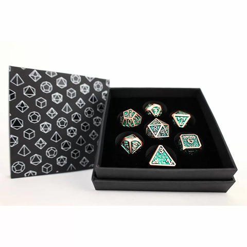 Let's Play Games - Dice Set: Metal RPG - Draco Dark: Green/Brass