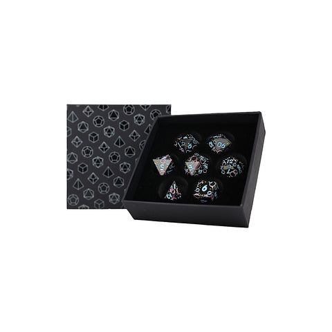 LPG Metal RPG Dice Set - Inscripted Bubbles: Pastel Black