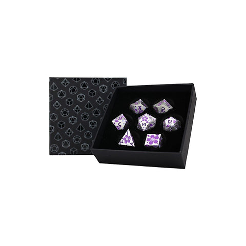 LPG Metal RPG Dice Set - Inscripted Sakura: Purple