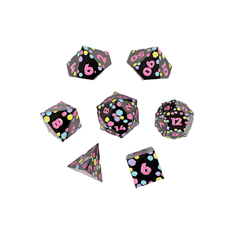 LPG Metal RPG Dice Set - Inscripted Hex: Pastel Black