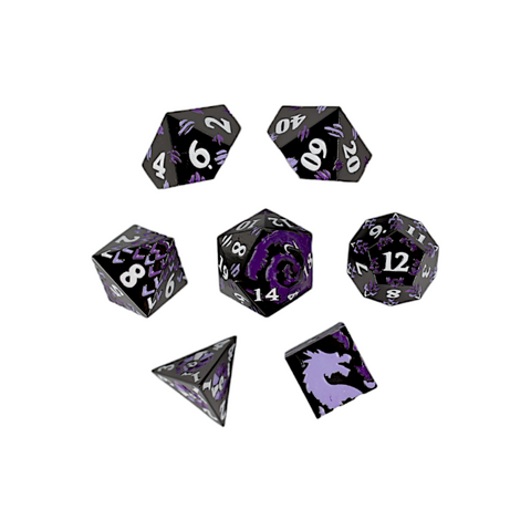 LPG Metal RPG Dice Set - Inscripted Dragon: Purple