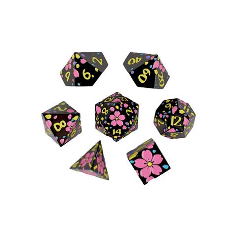 LPG Metal RPG Dice Set - Inscripted Sakura: Pastel Black