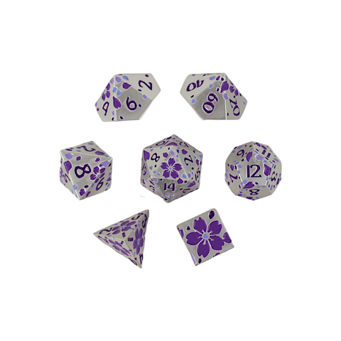 LPG Metal RPG Dice Set - Inscripted Sakura: Purple