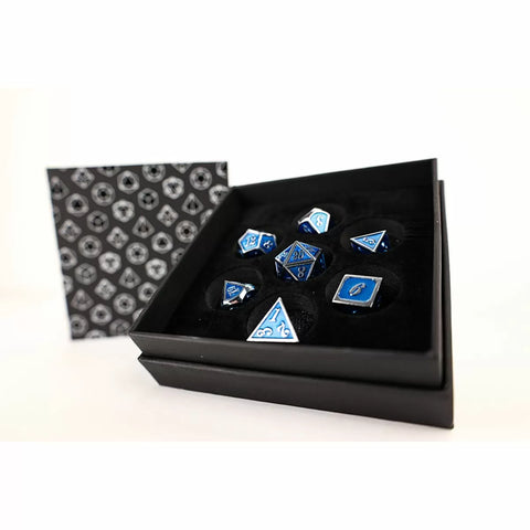Let's Play Games - Dice Set: Metal RPG - Serif: Blue/Silver